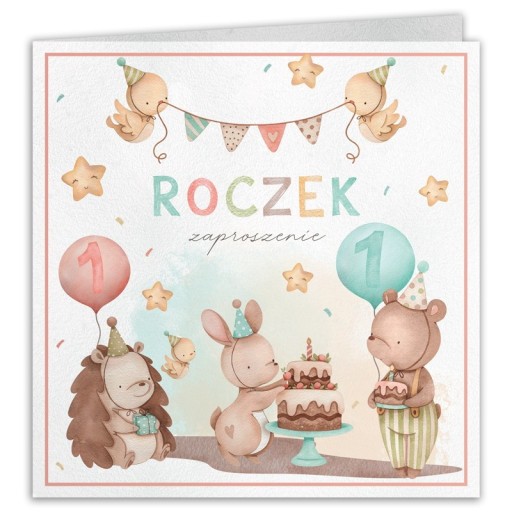 ZAPROSZENIA na Roczek Zwierzątka z lasu 10szt (+koperty)