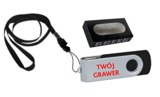 Pendrive z grawerem 64GB+smycz+opakowanie TWOJE LOGO, pendrive z imieniem