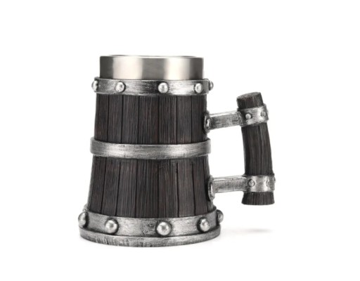 Kufel do piwa średniowieczny RPG stal nierdzewna termiczny 3D 600ml Piękny