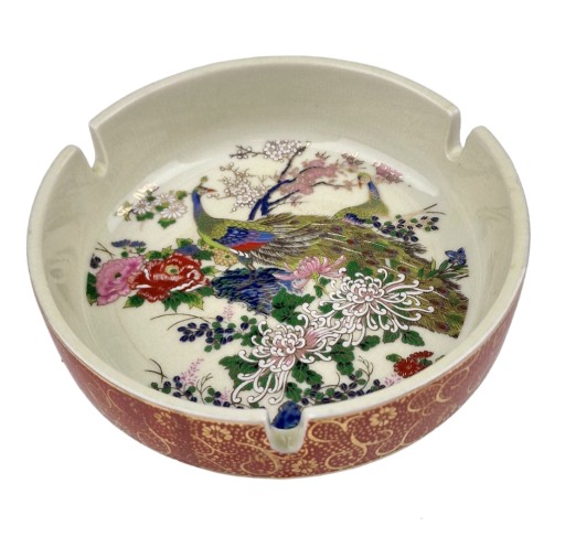 VINTAGE ASHTRAY WIT PEACOCK / STARA PORCELANOWA POPIELNICZKA