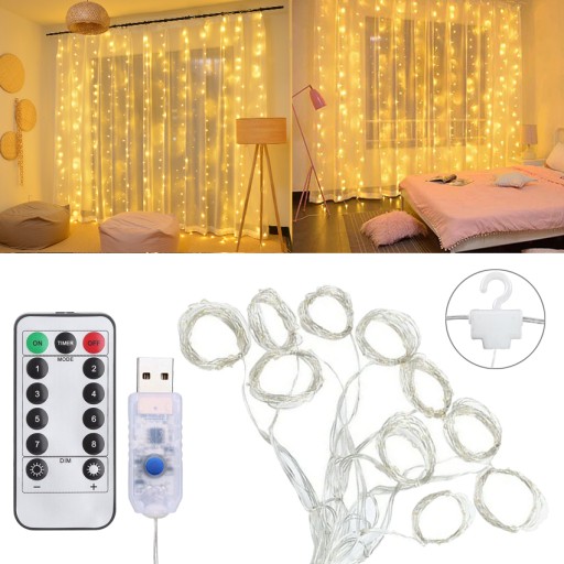 LAMPKI LED SIECIOWA GIRLANDA SIATKA 3x3m ŚWIATEŁKA WYSTRÓJ WNĘTRZ DEKORACJE