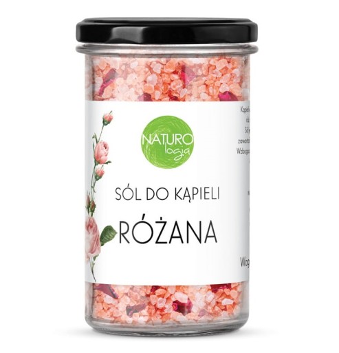 NATUROLOGIA SÓL DO KĄPIELI RÓŻANA Z PŁATKAMI RÓŻ W SZKLANYM SŁOJU