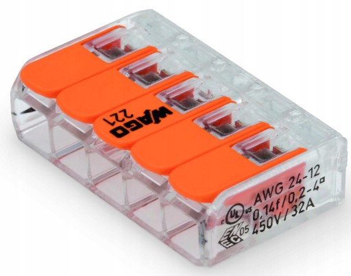 WAGO 221-415 Szybkozłączka 5 x 0,14 - 4mm² 1szt.