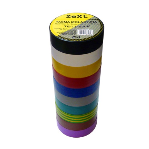10 SZTUK TAŚMA IZOLACYJNA PCV 5M IZOLACJA KOLOR MOCNA 19mm / 5m ZESTAW