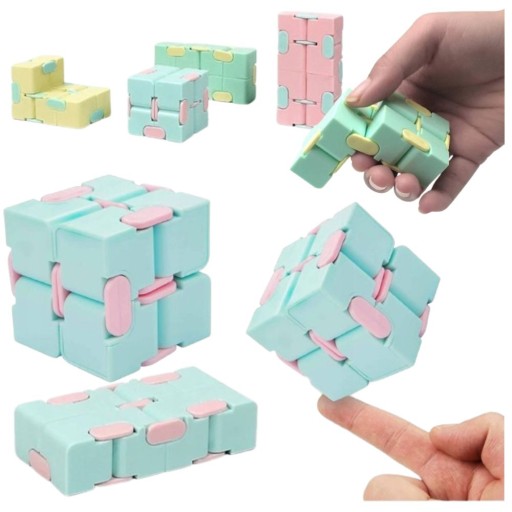 KOSTKA NIESKOŃCZONOŚCI ZABAWKA ANTYSTRESOWA FIDGET cube pastelowe kolory