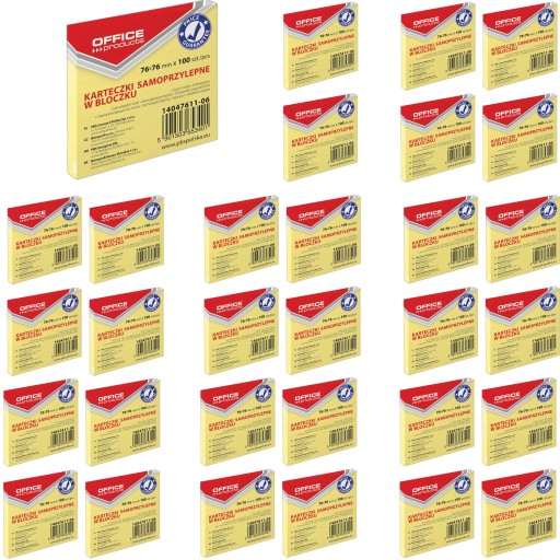 Karteczki OFFICE PRODUCTS ECO 76x76mm 100k żółte