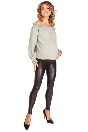 LEGGINSY CIĄŻOWE LATEX Z PANELEM EKOSKÓRA