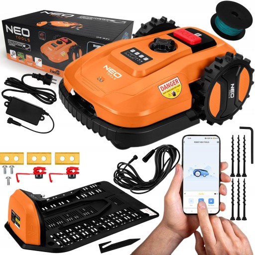 NEO ROBOT KOSZĄCY 20-60mm DZIAŁKOWY 600m2 AKUMULATOROWE ENERGY+ IPX5 APKA