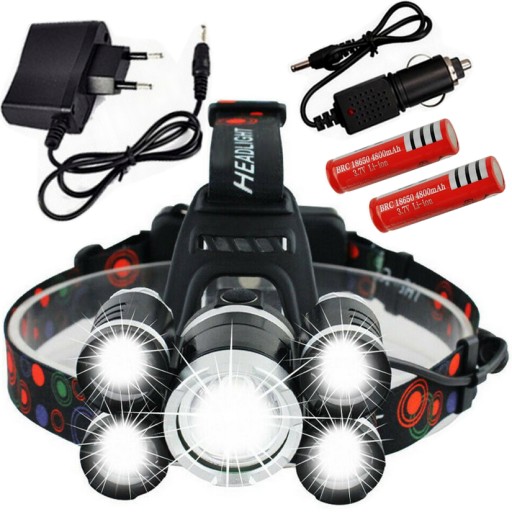 Lampka latarka czołowa czołówka LED x5 cree