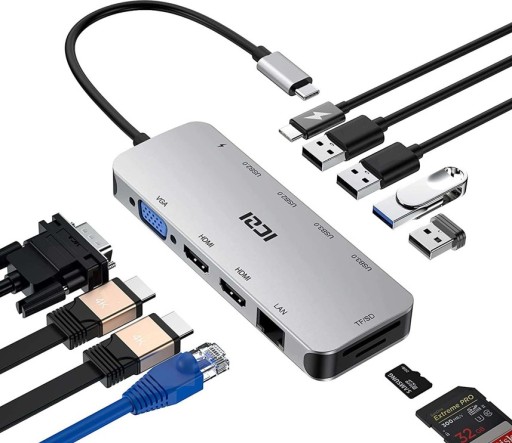 Stacja dokująca USB-C do laptopa na dwa monitory