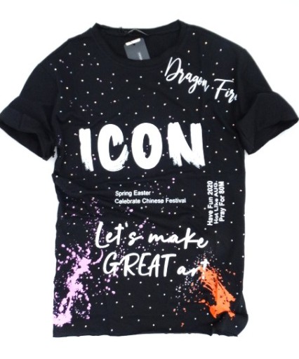Włoska MODA biżuteryjna tshirt ICON cyrkonie M