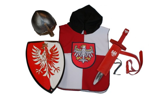 Strój 50 rycerz orzeł b-cz tarcza miecz 50 pochwa hełm nosal