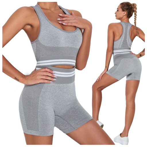 KOMPLET sportowy dwuczęściowy LEGGINSY top ZESTAW na siłownię FITNESS S