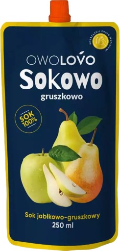 OWOLOVO Sokowo Sok Jabłkowo-Gruszkowy 250 ml | OWOCOWY NATURALNY bez CUKRU