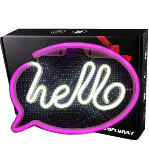 Neon led na ścianę znak hello napis neonowy