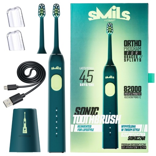 SZCZOTECZKA SONICZNA ELEKTRYCZNA DO ZĘBÓW VITAMMY SMILS D WATER 5TRYBÓW USB