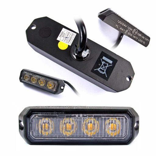 LAMPA OSTRZEGAWCZA 4xLED POMARAŃCZOWA KAMAR