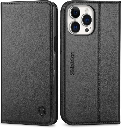 Etui Pokrowiec SKÓRA Shieldon apple IPHONE 15 PRO MAX czarne RFID