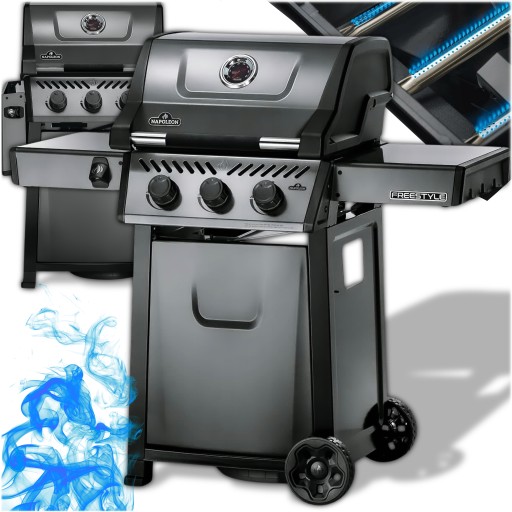 GRILL GAZOWY NAPOLEON FREESTYLE 365 OGRODOWY 3 PALNIKI GRAFITOWY CZARNY