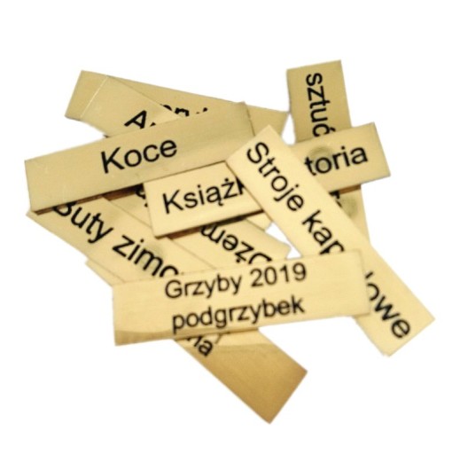 Tabliczka 10 sztuk 4x1 cm przylepna laminat GRAWER