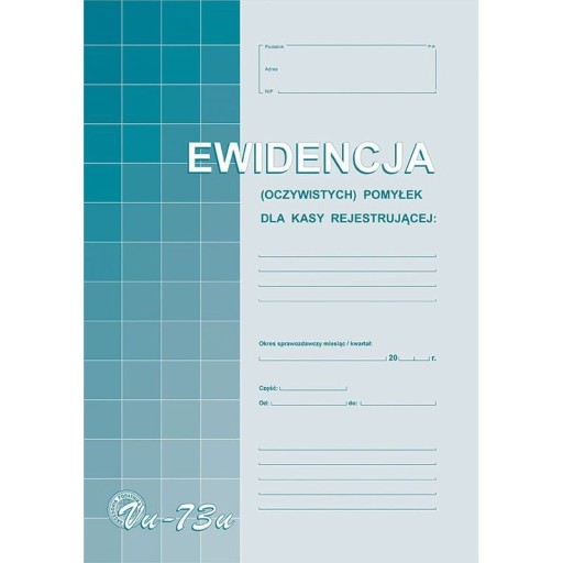 DRUK EWIDENCJA VAT A4 VU-73U OCZYWISTYCH POMYŁEK