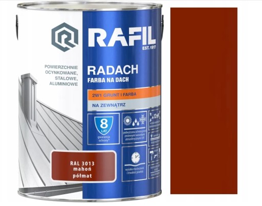 RAFIL RADACH FARBA NA DACH MAHOŃ RAL 3013 10L