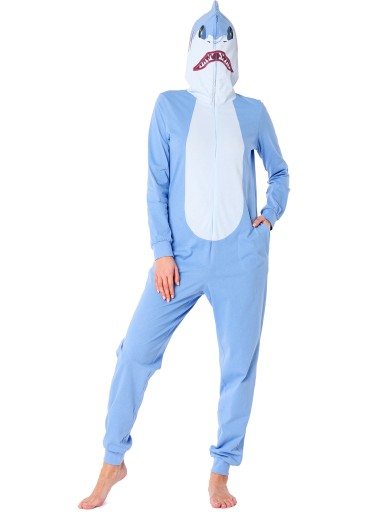 Kombinezon do spania onesie kombinezon damski Rekin LA-234 Niebieski S