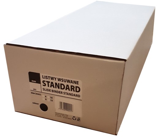 Listwy grzbiety do bindowania wsuwane standard ARGO czarne 4 mm 50 szt
