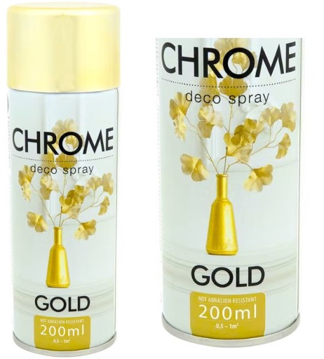 FARBA LAKIER SPRAY CHROM CHROMOWANA ZŁOTA 200 ML