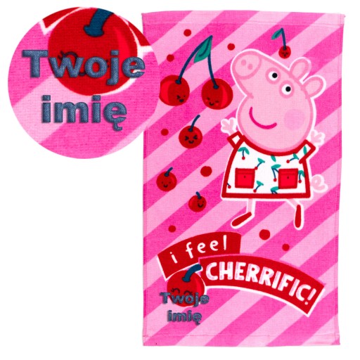 Ręcznik do przedszkola 30x50 świnka peppa pepa różowa + Haft imię