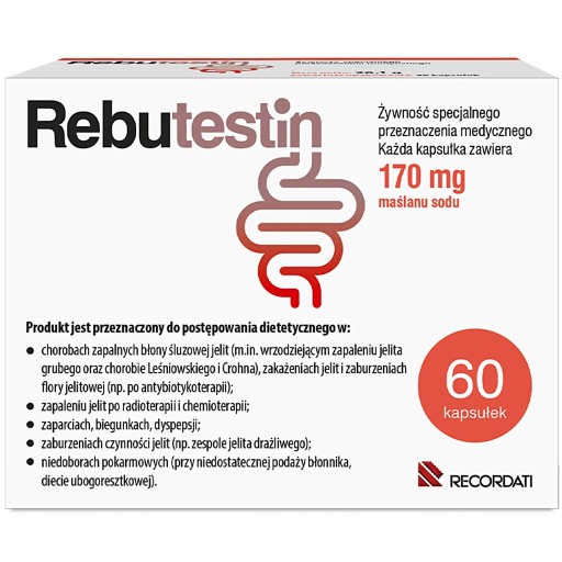 Rebutestin, 60 kapsułek maślan sodu na jelito drażliwe IBS