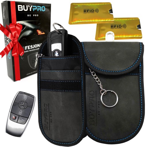 ETUI Klucze Keyless Ochrona Blokada RFID 2sztSkóra