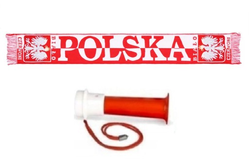 Polska Zestaw kibica reprezentacji szalik polski trąbka trąba głośna