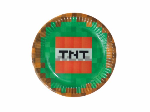 TALERZYKI PAPIEROWE PIKSELE TNT BOMBA 6 SZT 18 CM