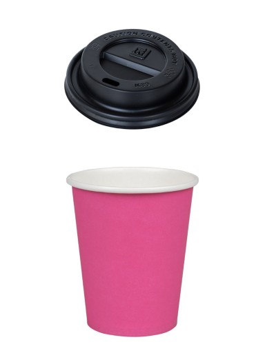 Kubek pap. 250 ml Różowy + wieczko FI80 100 szt.