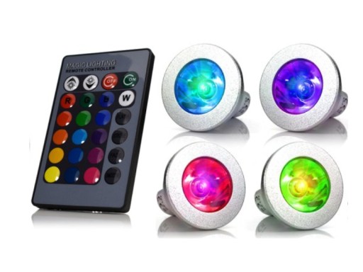 ZESTAW 4x HALOGEN LED RGB KOLOROWE GU10 +PILOT