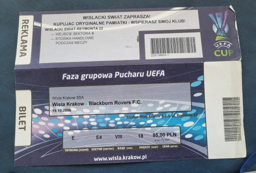 Bilet Wisła Kraków - Balckburn Rovers FC