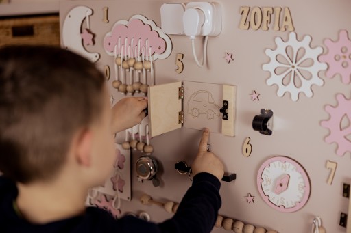 TABLICA Manipulacyjna Sensoryczna MONTESSORI XXL Róż Prezent