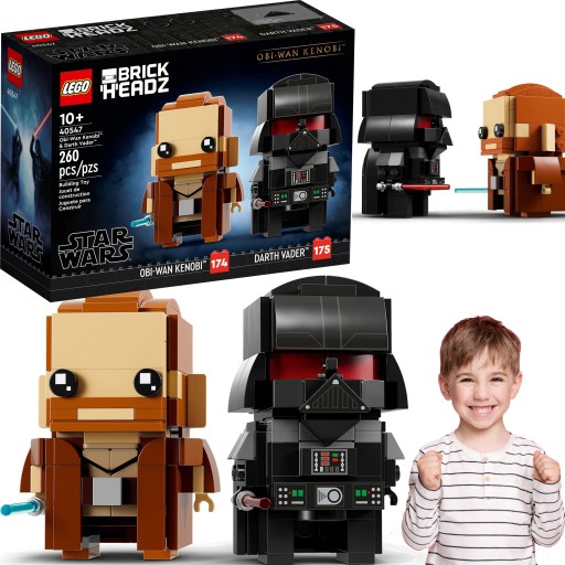 LEGO OZDOBY OBI-WAN KENOBI KONTRA DARTH VADER 2 W 1 BRICKHEADZ PREZENT HIT