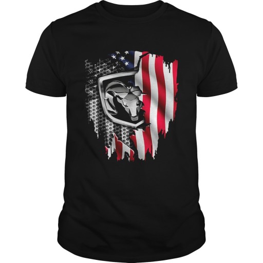 Koszulka Dod-ge Ra-m American flag Unisex cotton T-Shirt