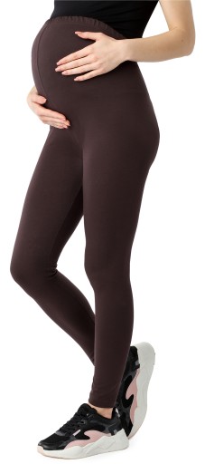 Legginsy ciążowe długie getry damskie BIO-bawełna BE20-283 Brązowy 4XL