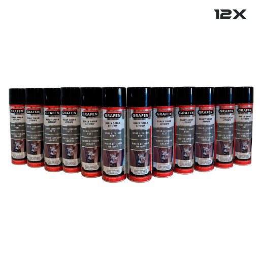 BIAŁY SMAR LITOWY PLYNNY WODOODPORNY SPRAY 12 szt.