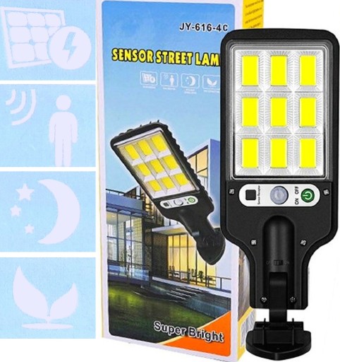 LAMPA SOLARNA LED COB CZUJNIK RUCHU ZMIERZCHU LATARNIA OGRODOWA