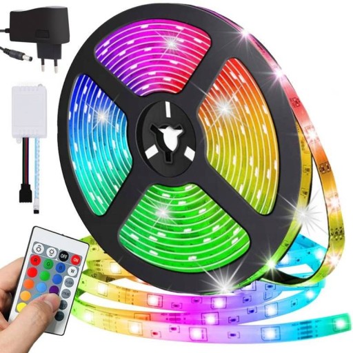 TAŚMA ŚWIETLNA KOLOROWA LED 5 M RGB + PILOT