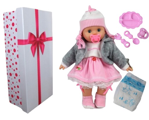 LALKA BOBAS MÓWI ŚPIEWA ZAMYKA OCZKA pampers+smoczek