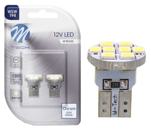 ŻARÓWKA LED W5W T10 8xSMD 2835 OSRAM LED BIAŁA