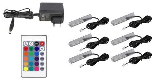 6x klipsy LED RGB do półek szyb klips KOMPLET