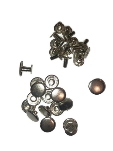 Nity kaletnicze DUŻE -15 mm JASNY NIKIEL 10 SZTUK