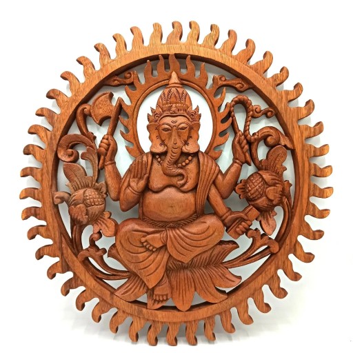 Panel Ścienny Drewniany 40cm Ganesha