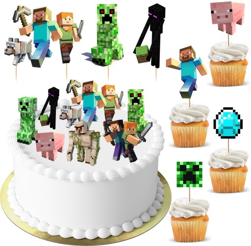 TOPPER MINECRAFT CREEPER TNT NA TORT BABECZKI POSTACI 10 sztuk